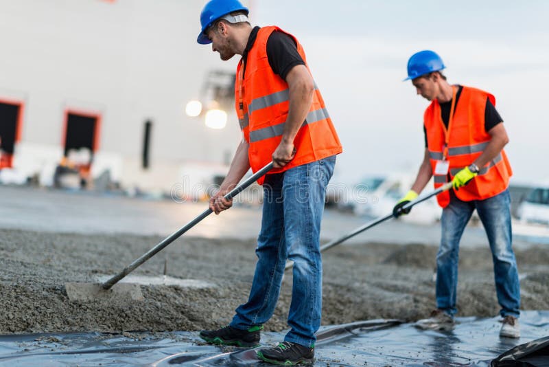 Leveling Concrete Footing Pour 2 Stock Photo Image of professional
