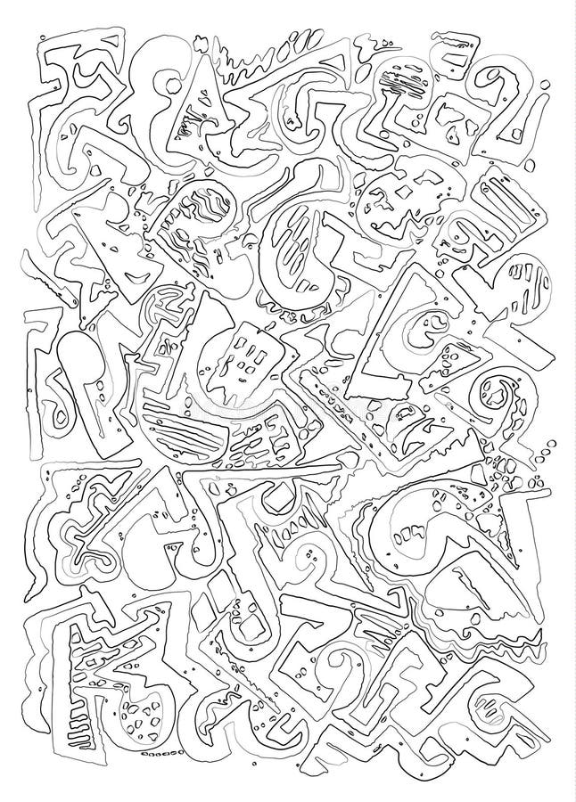 Manually drawn abstract pattern, outlined brush marks on white base royalty free illustration