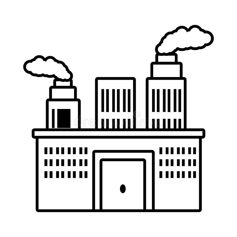 manufacture building pollution chimney outline vector illustration