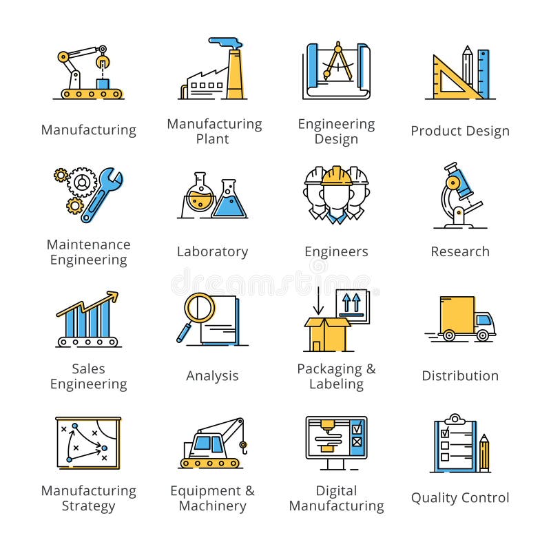 Manufacturing Engineering Icons - Outline Series royalty free illustration