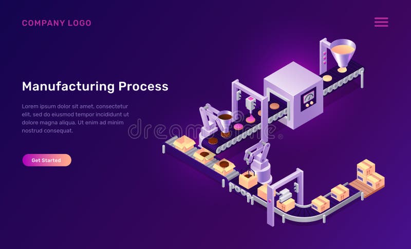 Manufacturing process cookies isometric concept stock illustration