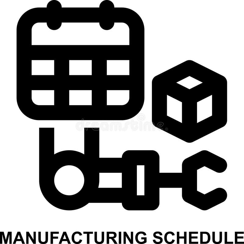 Manufacturing schedule, scheduling, schedule, calendar, production, manufacturing outline icon stock illustration