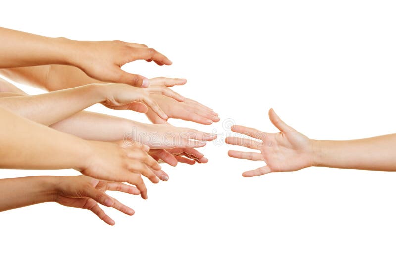 Many arms reaching for helping hand royalty free stock photos Many arms reaching for helping hand royalty free stock photos