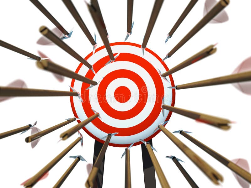 Many Arrows Flying Towards The Goal Stock Photo Image 24875070