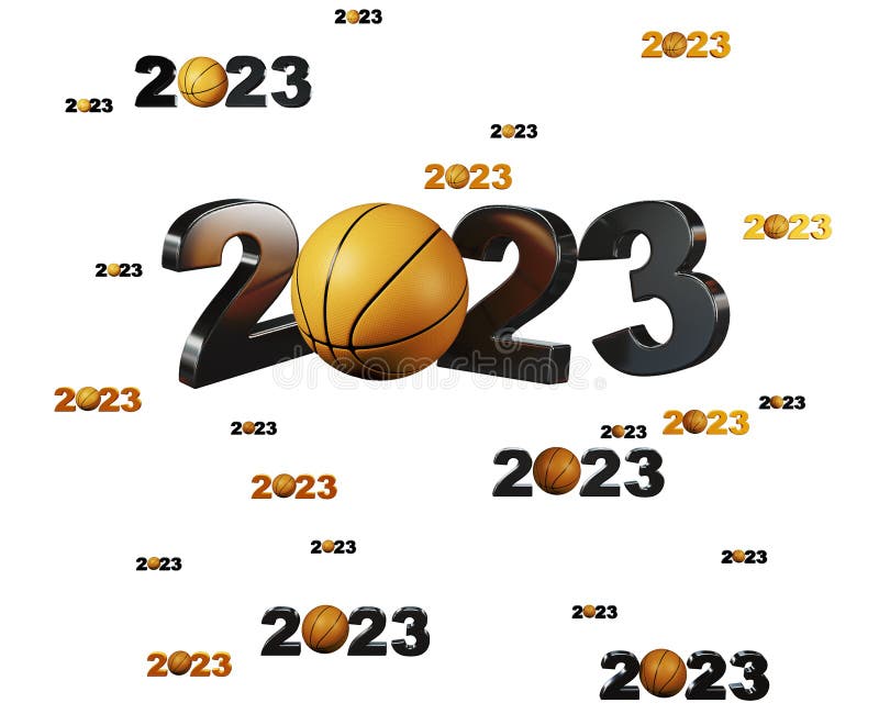 Many Basketball 2023 Designs with Many Balls on White Stock
