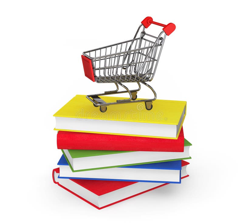 Many Books on Shopping Cart Stock Illustration Illustration of hardcover, isolated 39292278