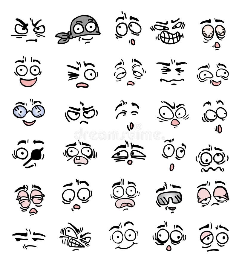Many cartoon expression vector illustration