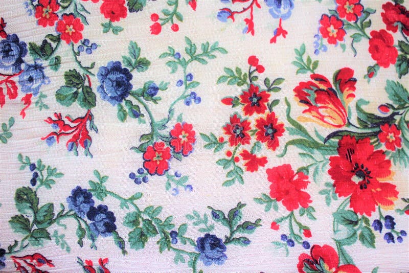 Many Charming Colored Flowers of Red and Blue Colors Stock Image