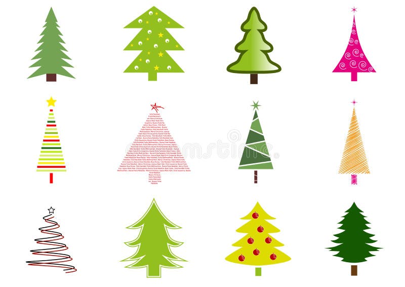 Many christmas trees vector illustration