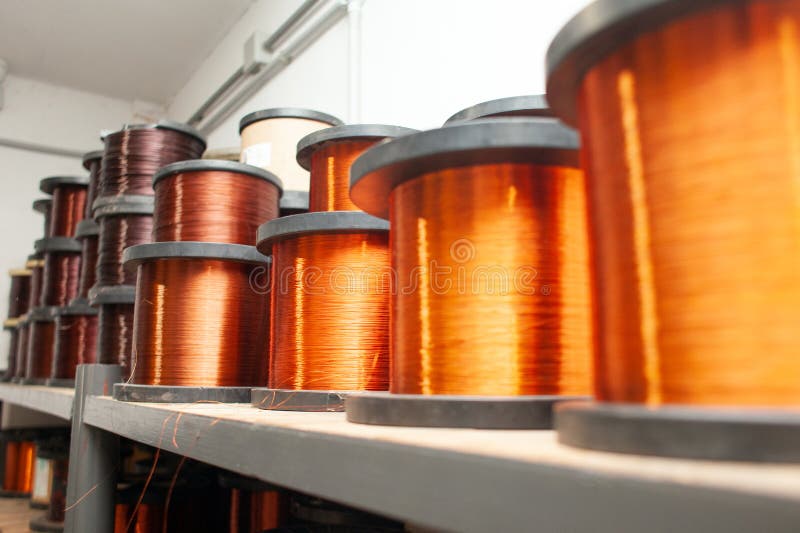 Many Coils of Copper Wire in the Production Winding Copper