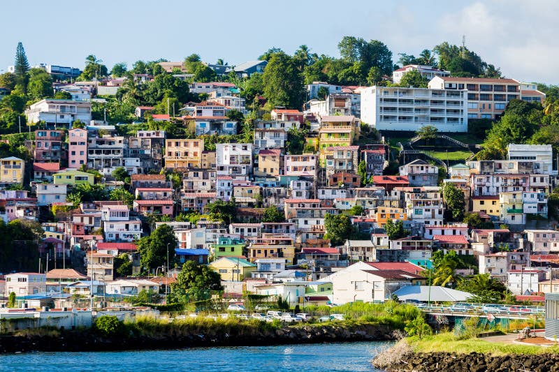 Many Colored Homes up Hill on Martinique