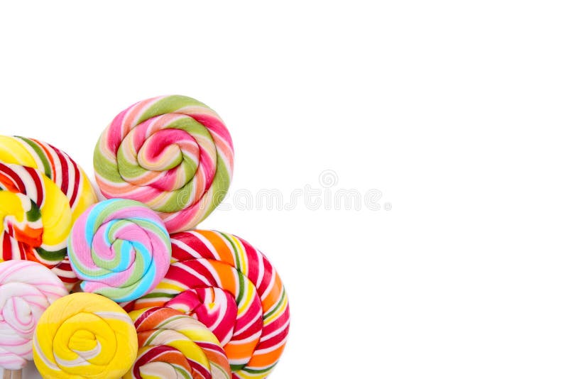 Many colorful lollipops isolated on white background. Studio shot stock photography Many colorful lollipops isolated on white background. Studio shot stock photography