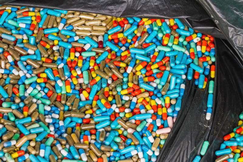 Many Colorful Medicines Expire in Black Plastic Bag Stock Image Image of healthy, help 70219347