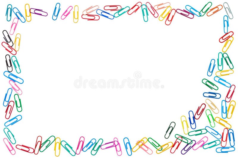Colorful frame of cluttered paper clips