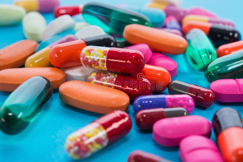 Many colorful pills royalty free stock photo