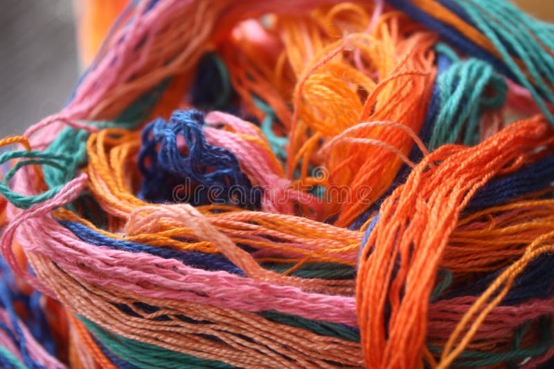 Many Different Colors of Cotton Yarn Thread. Stock Image Image of