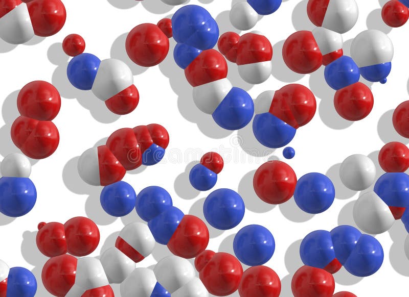 Many different coloured molecule shapes on a white backgrounds royalty free stock image