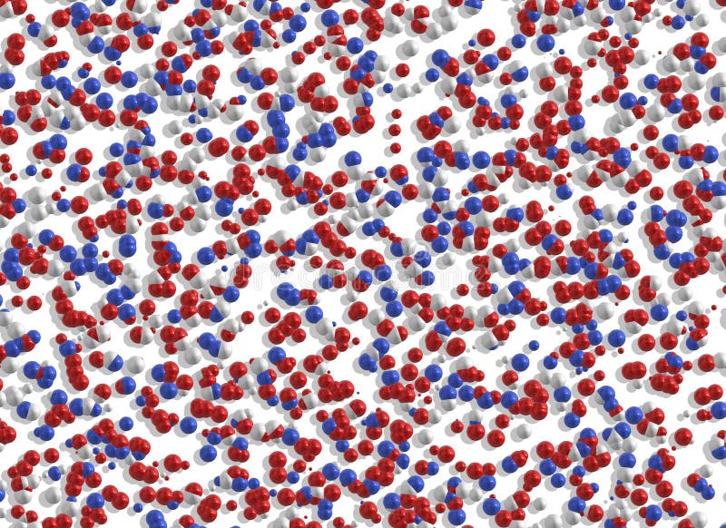 Many different coloured molecule shapes on a white backgrounds stock image