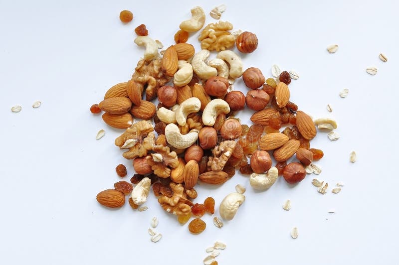 Many different nuts poured with honey royalty free stock photography Many different nuts poured with honey royalty free stock photography
