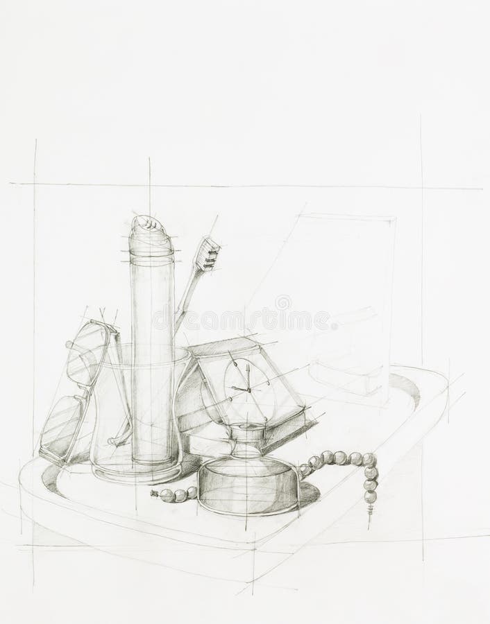 Many different objects, sketch stock illustration