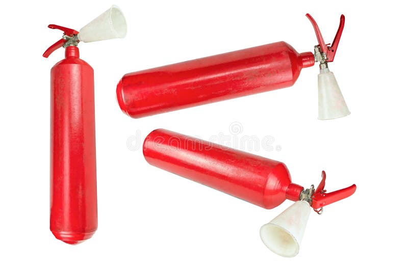 Many fire extinguisher on white background stock images