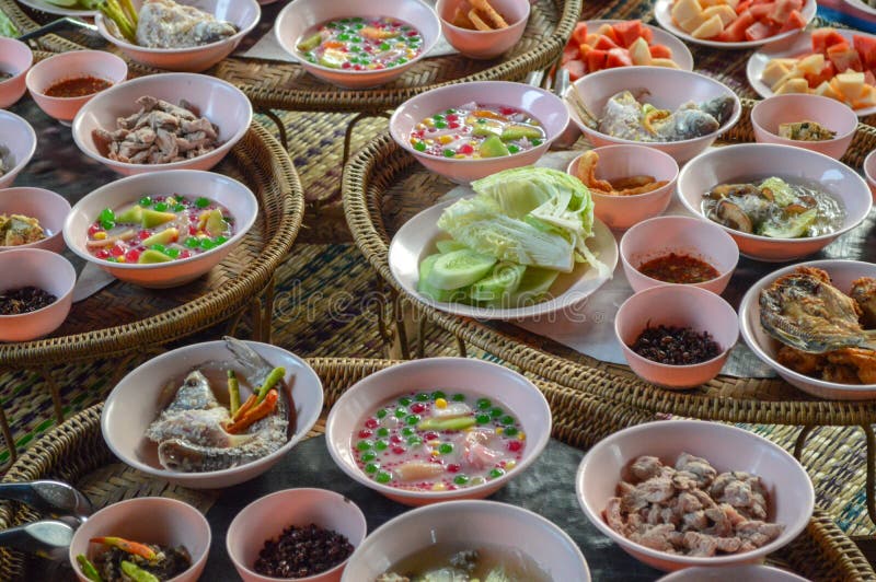 Many food, food for the monks, Thai food royalty free stock images Many food, food for the monks, Thai food royalty free stock images