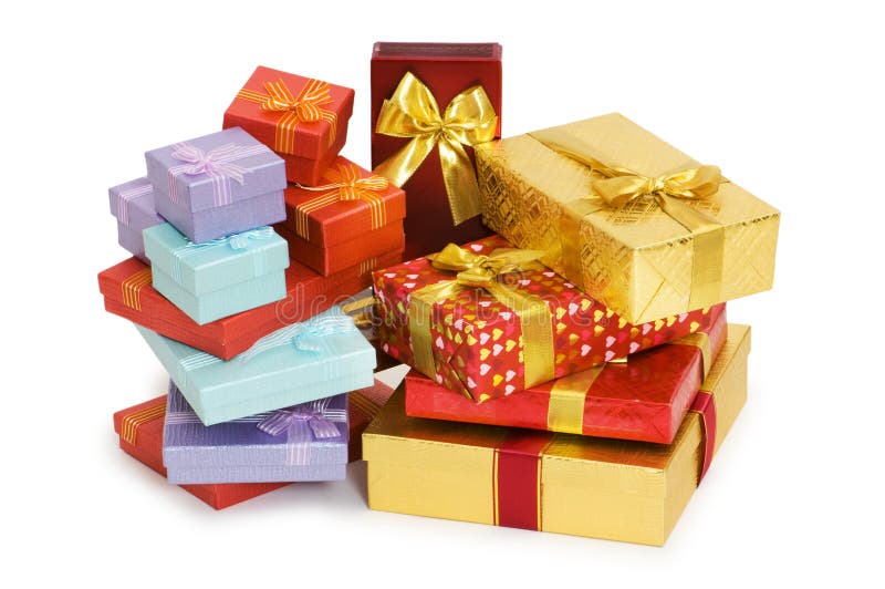 Many giftboxes isolated
