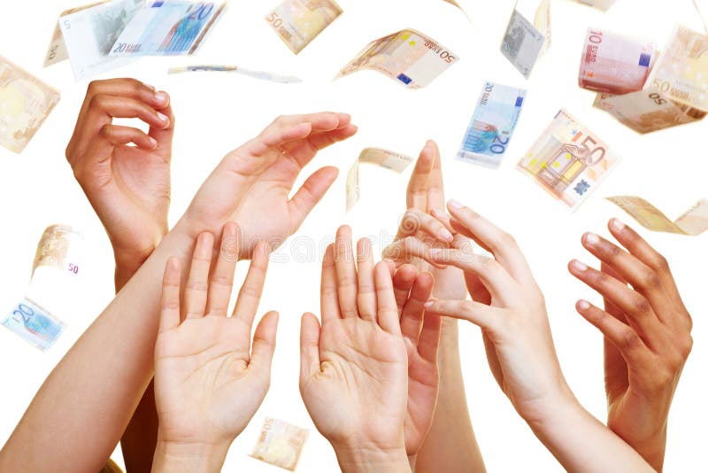 Many hands reaching for Euro