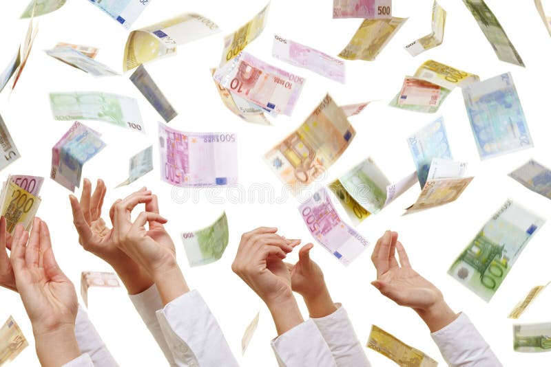 Many hands reaching for Euro money