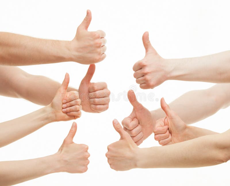 Many Hands Showing Thumb Up Signs Stock Photo Image of backing, agreement 55104066
