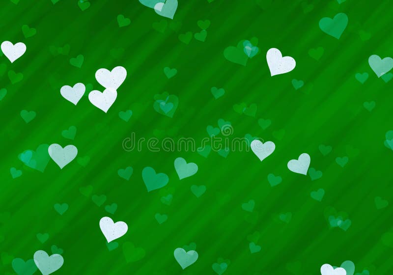 Many Hearts On Green Backgrounds Of Love Symbol Stock Illustration