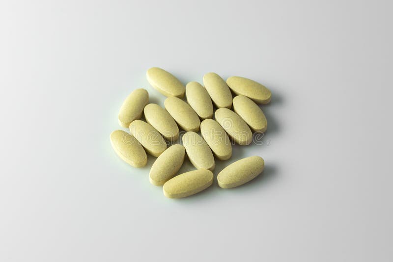 Many Herbal tablets , Medicine on white background stock images