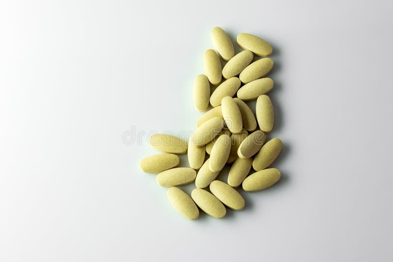 Many Herbal tablets , Medicine on white background royalty free stock images