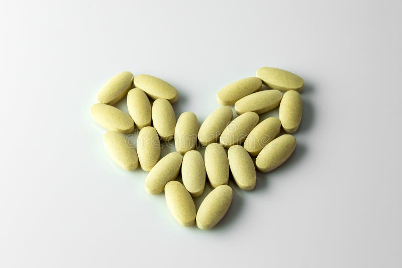 Many Herbal tablets , Medicine on white background stock image