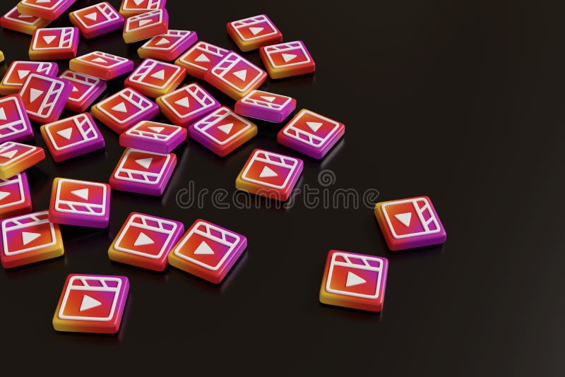 Many Instagram Reels Logo on Black Background. 3d Illustration Editorial  Photo - Illustration of play, brand: 218109686