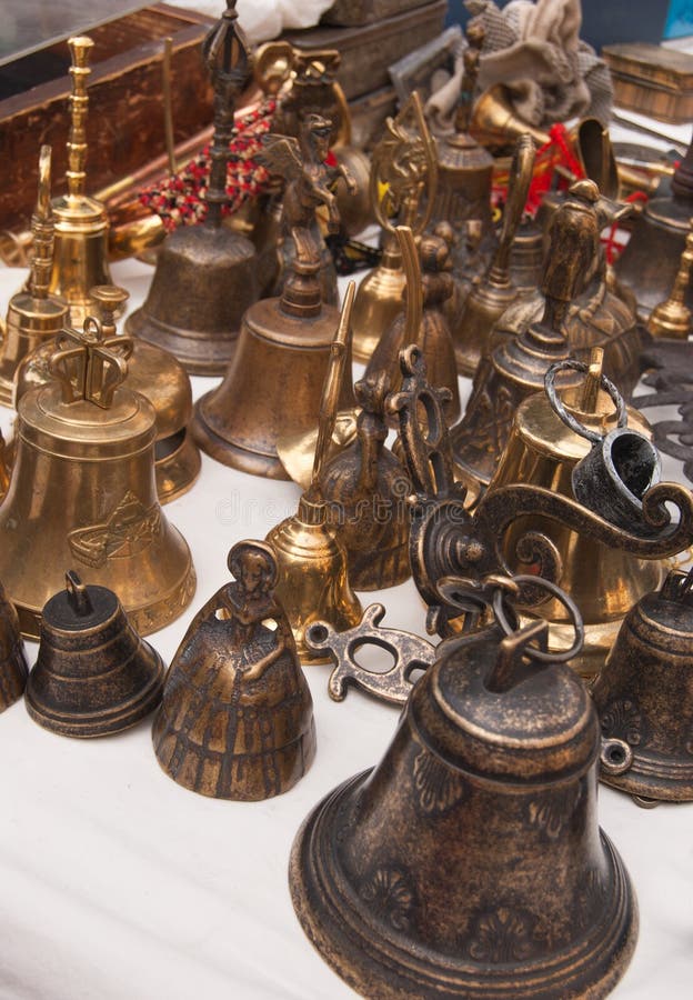 Small Bells Hanging On The Market For Sale Stock Photo, Picture and Royalty  Free Image. Image 52145141.