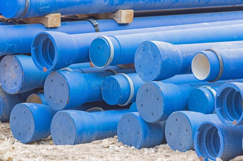 Many Long Blue Industrial Plastic Pipe Stock Photo Image of blocks