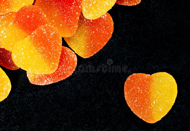 Many Marmalade Hearts and a Separate Marmalade Heart on Black