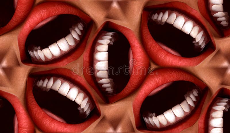 Many Mouths Seamless Tile Pattern Background 3