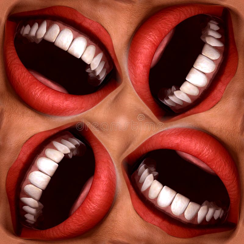 Many Mouths Seamless Tile Pattern Background 3