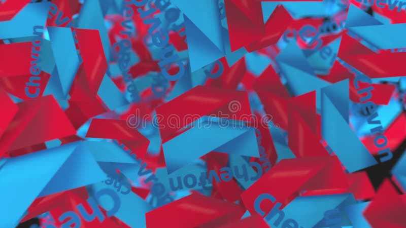 Many moving logos of CHEVRON CORPORATION. Editorial loopable motion background stock illustration