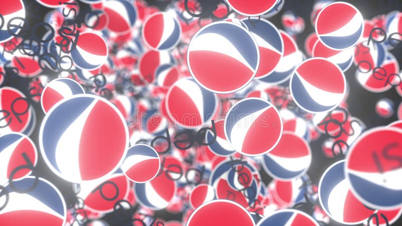 Many moving logos of PEPSI. Editorial loopable motion background royalty free illustration