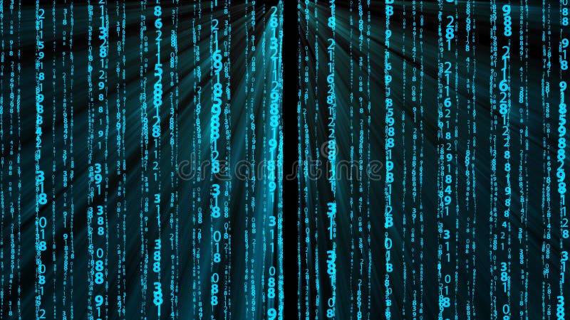 Many numbers, digital data and rays, abstract technology 3d render background, computer generated, for technology or stock photo