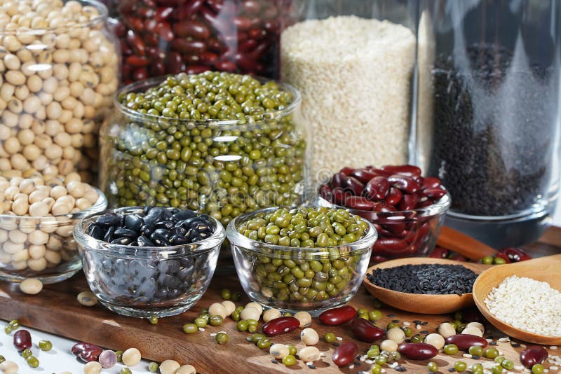 Many nuts and sesame seeds stock photo. Image of beans 148481978