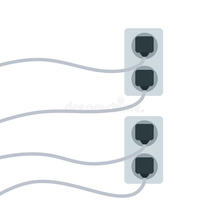 Many outlets to plug with the wires. royalty free illustration