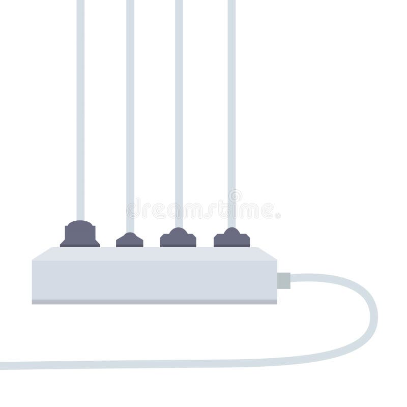 Many outlets to plug with wires. royalty free illustration
