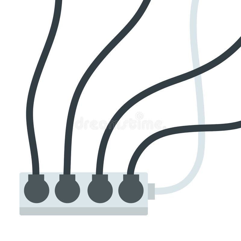 Many outlets to plug with wires vector illustration