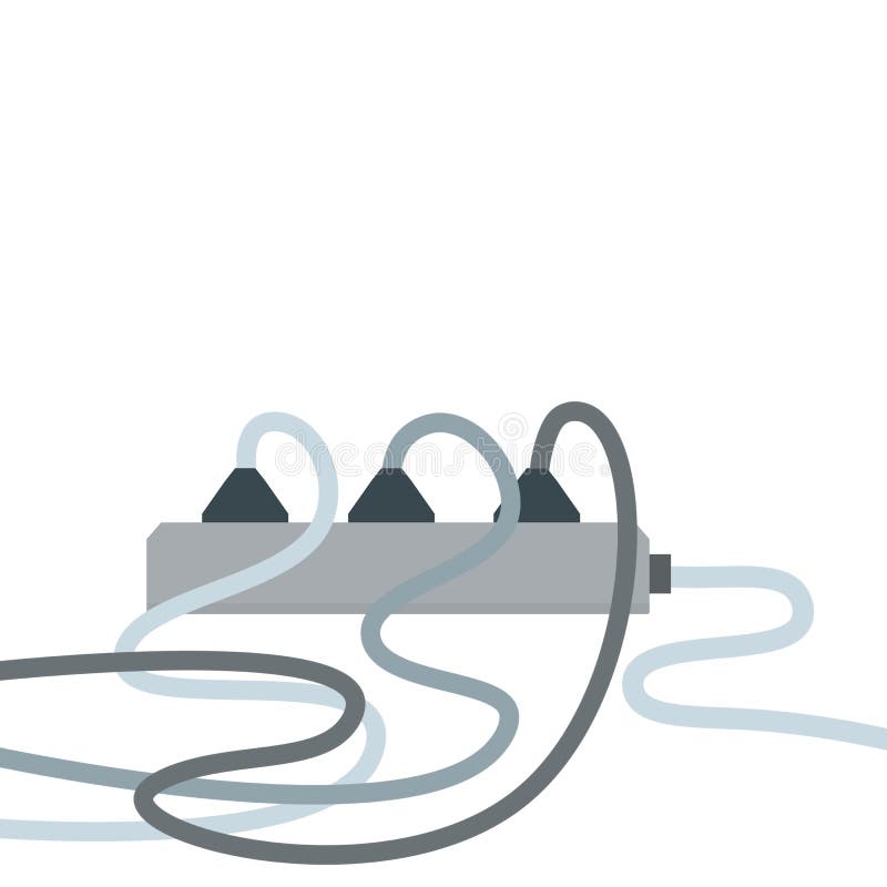 Many outlets to plug with wires. load on system. vector illustration