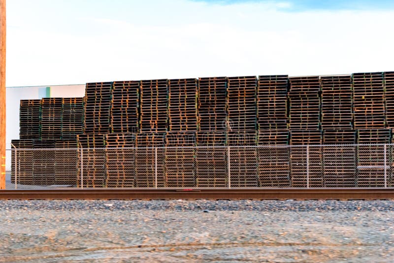Many Pallets in Modesto California Stock Photo Image of central