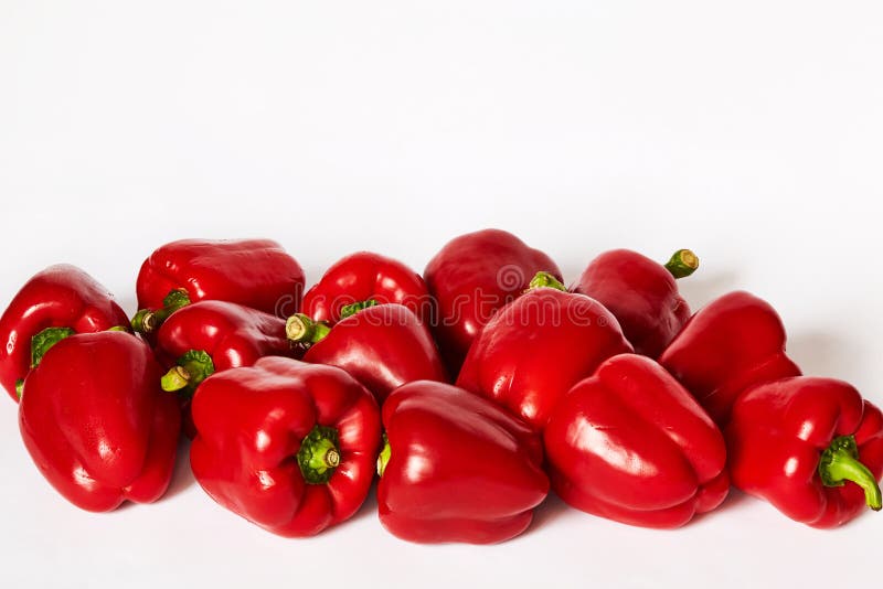 Many Paprika are on a White Background Stock Photo Image of white